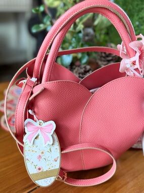 Nanette Lepore Coral Pink Tulip shaped Handbag with Floral Charm coral